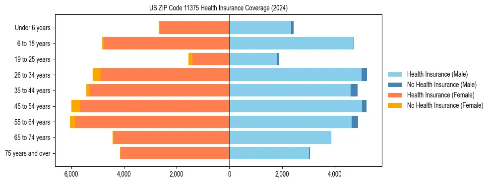 Health insurance pyramid for US ZIP Code 11375