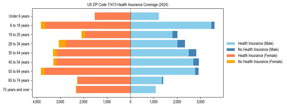 Health insurance pyramid for US ZIP Code 11413