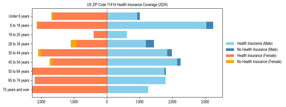 Health insurance pyramid for US ZIP Code 11414