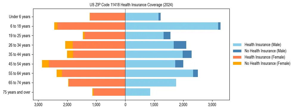 Health insurance pyramid for US ZIP Code 11418