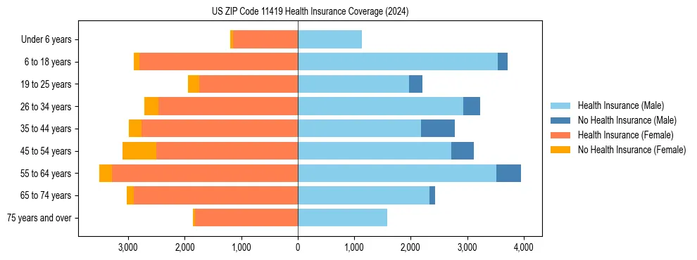 Health insurance pyramid for US ZIP Code 11419