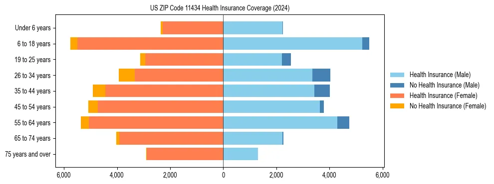 Health insurance pyramid for US ZIP Code 11434