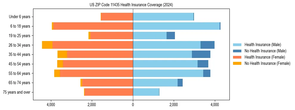 Health insurance pyramid for US ZIP Code 11435