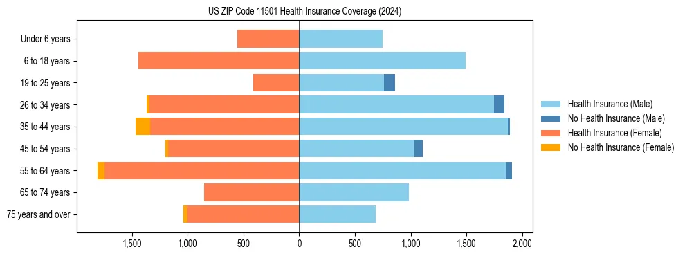 Health insurance pyramid for US ZIP Code 11501