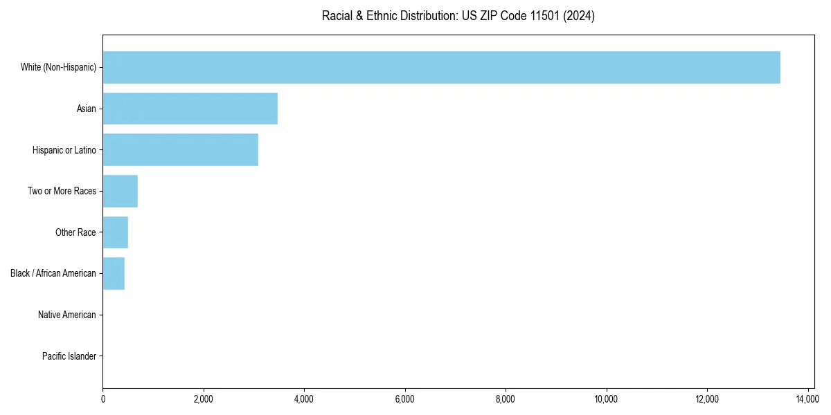 Bar chart showing racial distribution in  for 2024