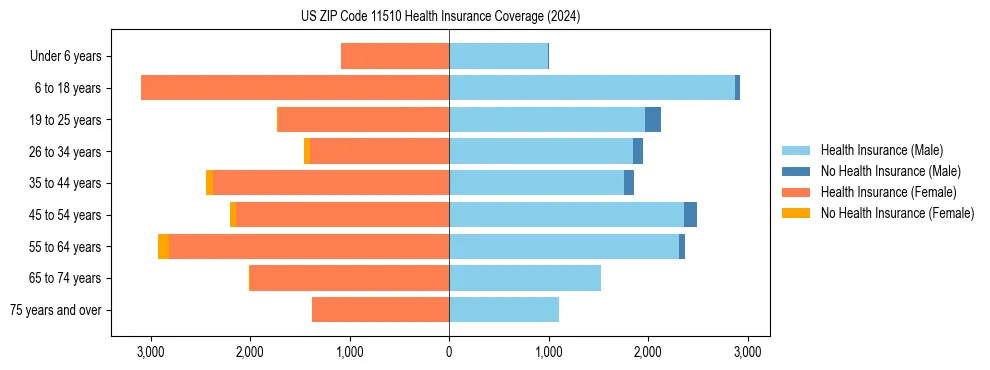 Health insurance pyramid for US ZIP Code 11510