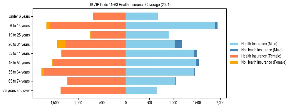 Health insurance pyramid for US ZIP Code 11563