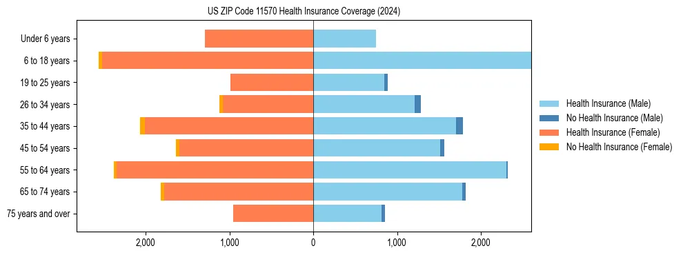 Health insurance pyramid for US ZIP Code 11570