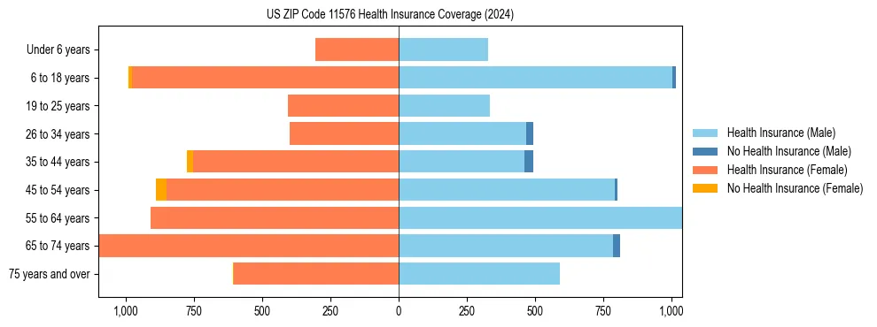 Health insurance pyramid for US ZIP Code 11576