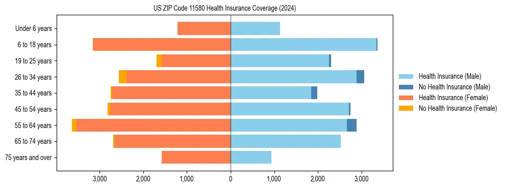 Health insurance pyramid for US ZIP Code 11580