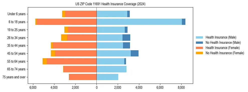 Health insurance pyramid for US ZIP Code 11691