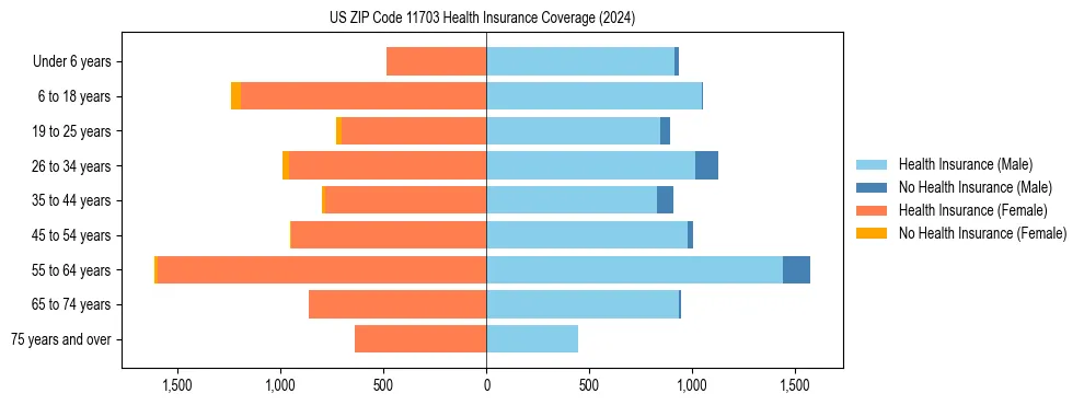 Health insurance pyramid for US ZIP Code 11703