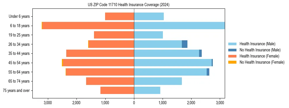 Health insurance pyramid for US ZIP Code 11710