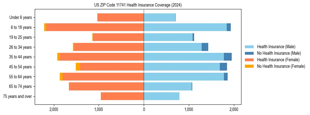Health insurance pyramid for US ZIP Code 11741