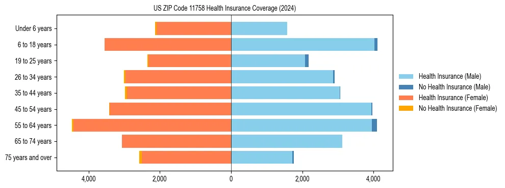 Health insurance pyramid for US ZIP Code 11758