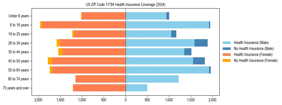 Health insurance pyramid for US ZIP Code 11784