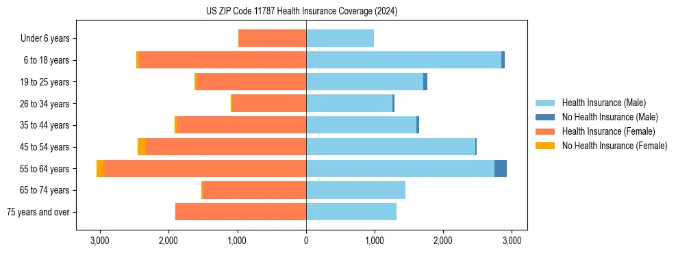 Health insurance pyramid for US ZIP Code 11787