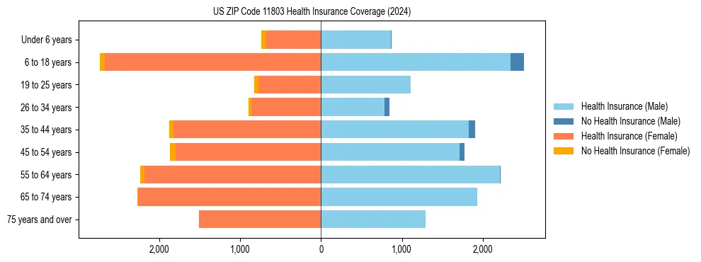 Health insurance pyramid for US ZIP Code 11803