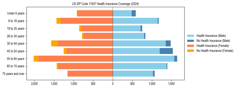 Health insurance pyramid for US ZIP Code 11937