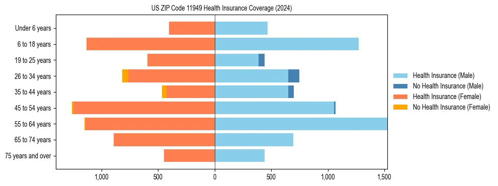 Health insurance pyramid for US ZIP Code 11949