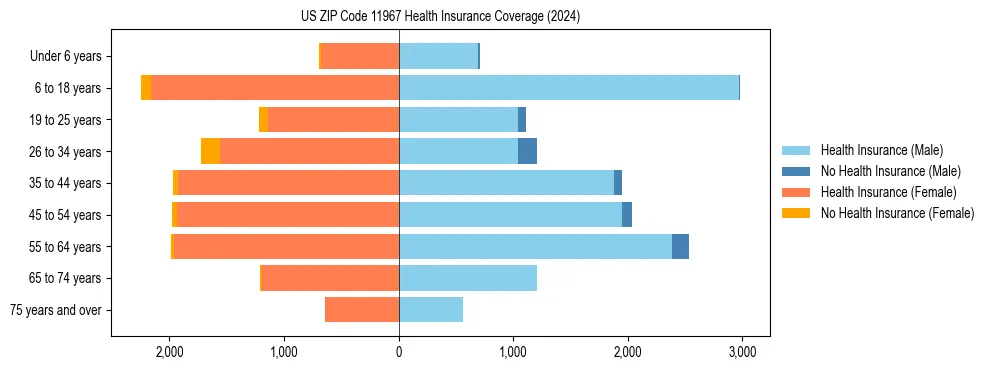 Health insurance pyramid for US ZIP Code 11967