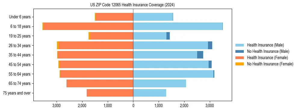 Health insurance pyramid for US ZIP Code 12065