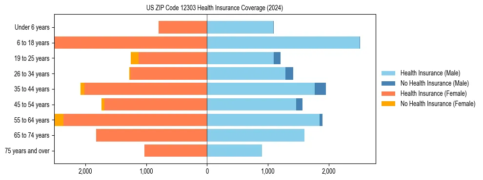 Health insurance pyramid for US ZIP Code 12303