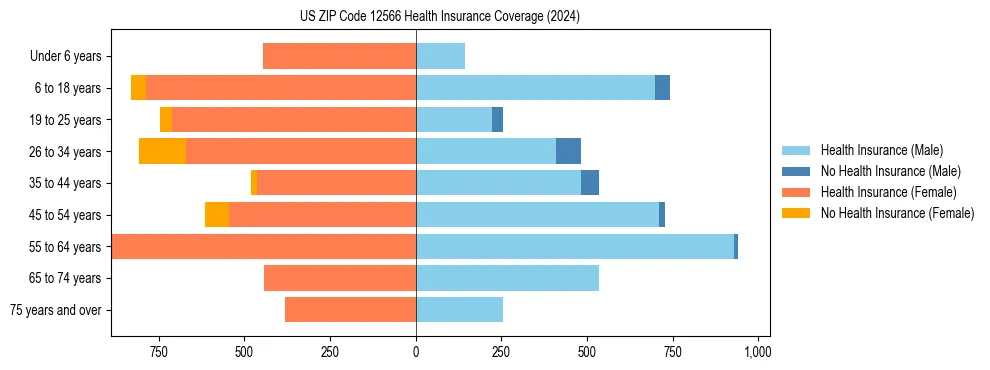 Health insurance pyramid for US ZIP Code 12566