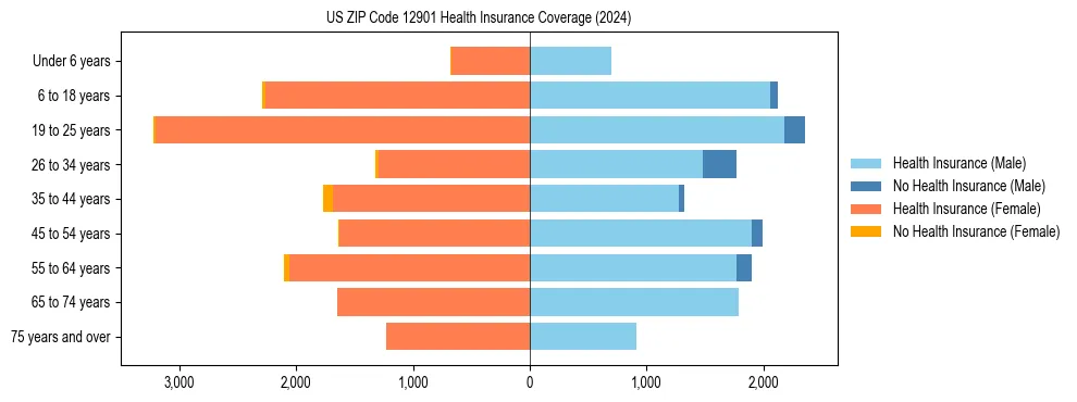 Health insurance pyramid for US ZIP Code 12901