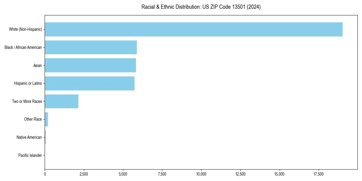Bar chart showing racial distribution in  for 2024