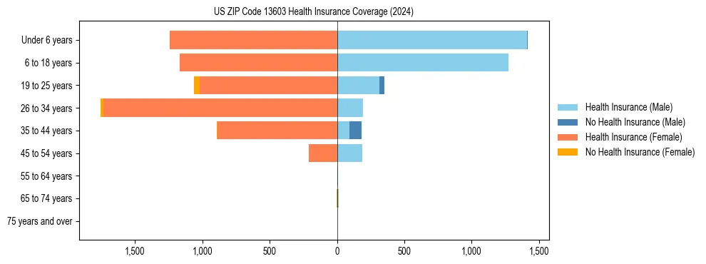 Health insurance pyramid for US ZIP Code 13603
