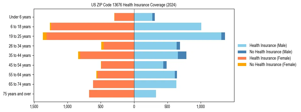 Health insurance pyramid for US ZIP Code 13676