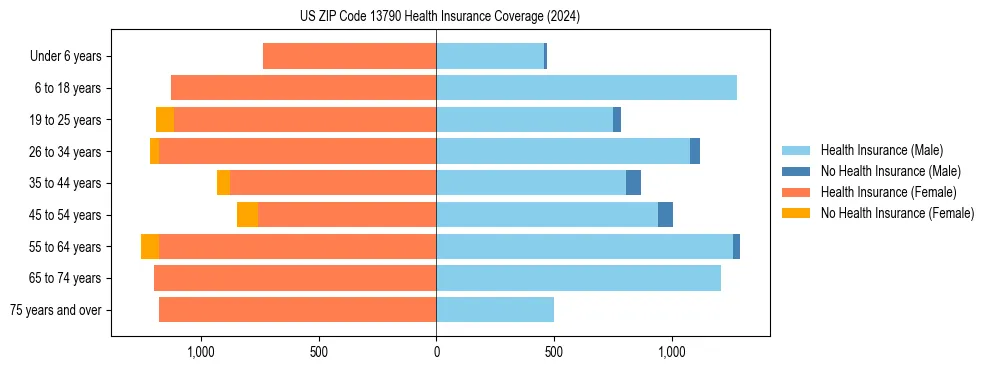 Health insurance pyramid for US ZIP Code 13790
