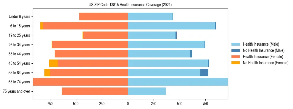 Health insurance pyramid for US ZIP Code 13815