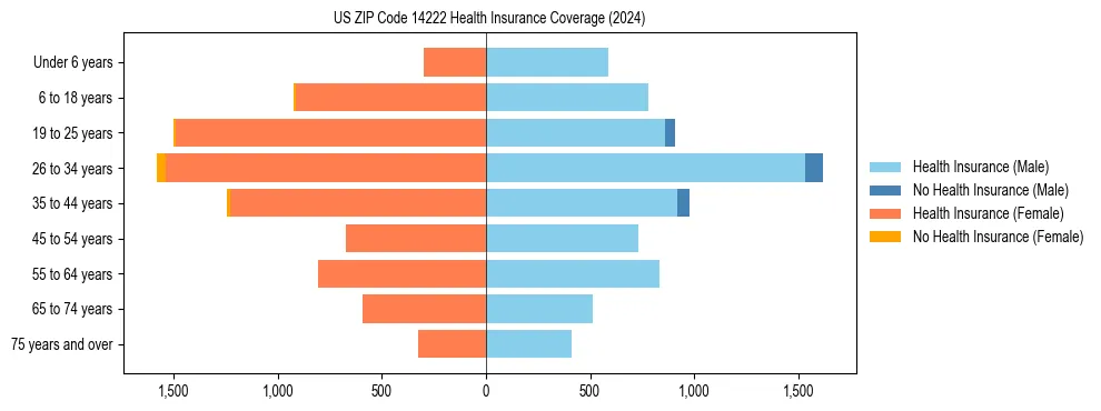 Health insurance pyramid for US ZIP Code 14222
