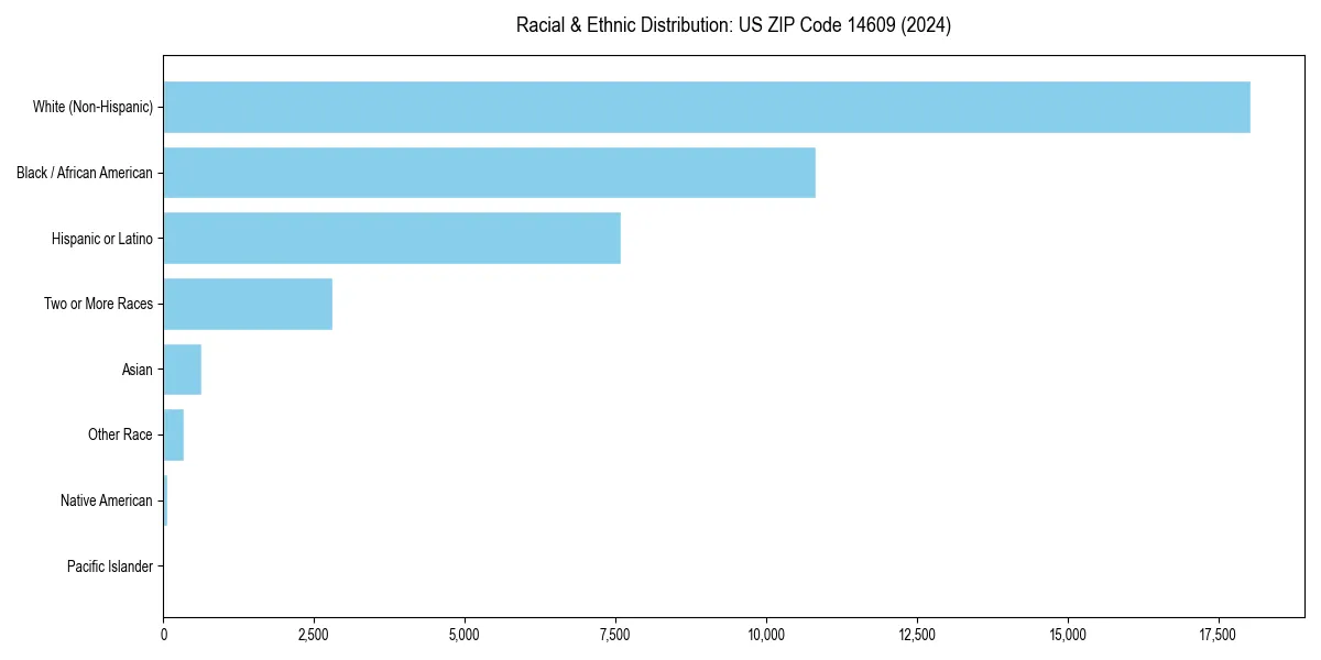 Bar chart showing racial distribution in  for 2024