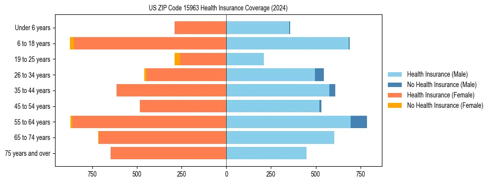 Health insurance pyramid for US ZIP Code 15963