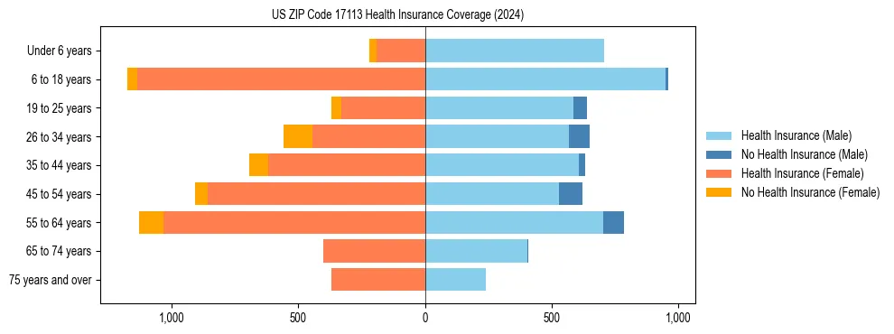 Health insurance pyramid for US ZIP Code 17113