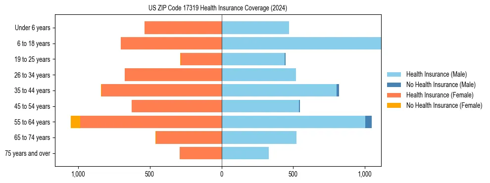 Health insurance pyramid for US ZIP Code 17319