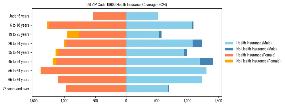 Health insurance pyramid for US ZIP Code 18603