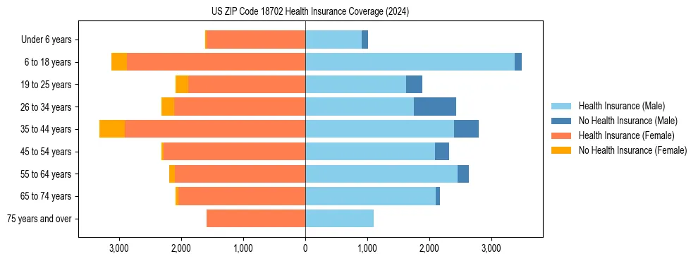 Health insurance pyramid for US ZIP Code 18702