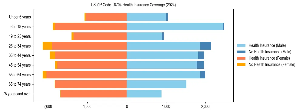Health insurance pyramid for US ZIP Code 18704