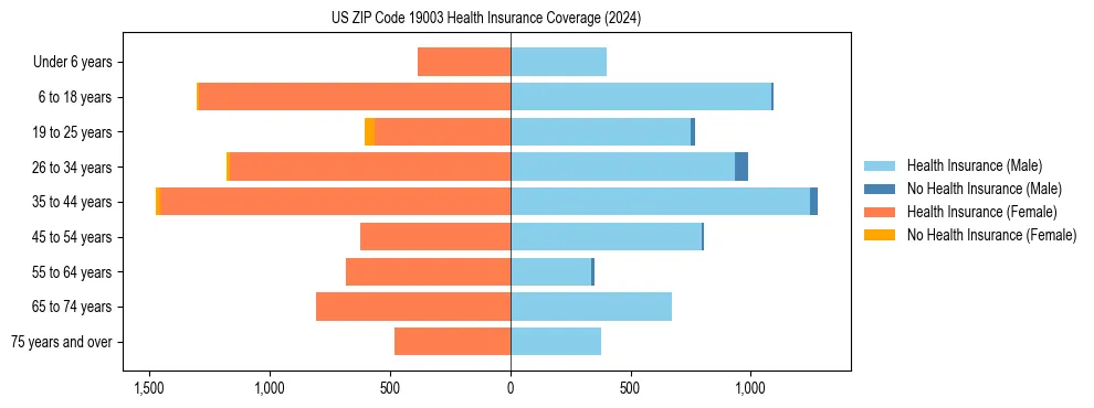 Health insurance pyramid for US ZIP Code 19003