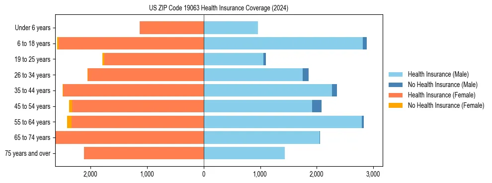 Health insurance pyramid for US ZIP Code 19063