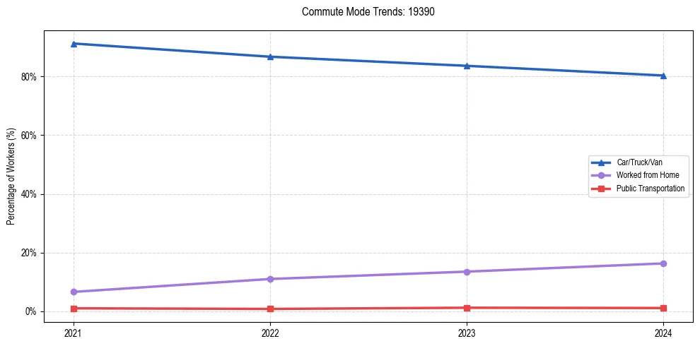 Transportation trends in US ZIP Code 19390