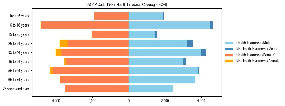 Health insurance pyramid for US ZIP Code 19446