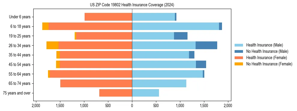 Health insurance pyramid for US ZIP Code 19802