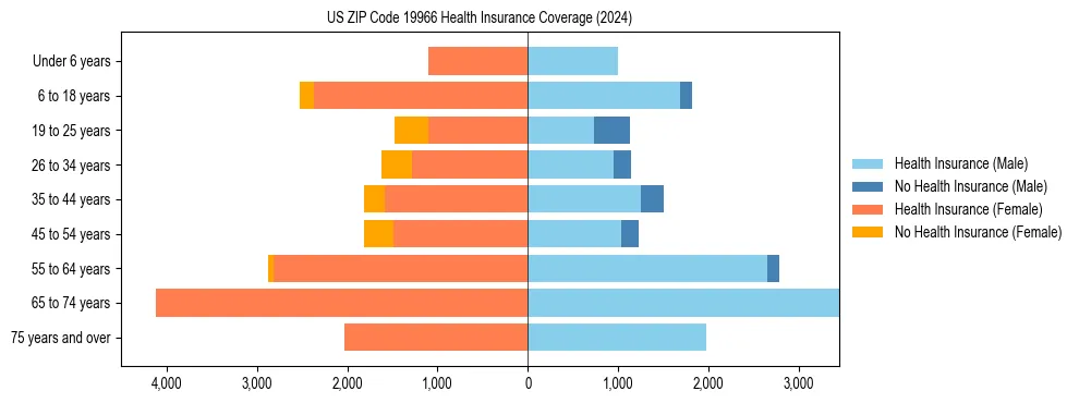 Health insurance pyramid for US ZIP Code 19966