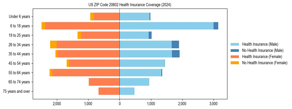 Health insurance pyramid for US ZIP Code 20602