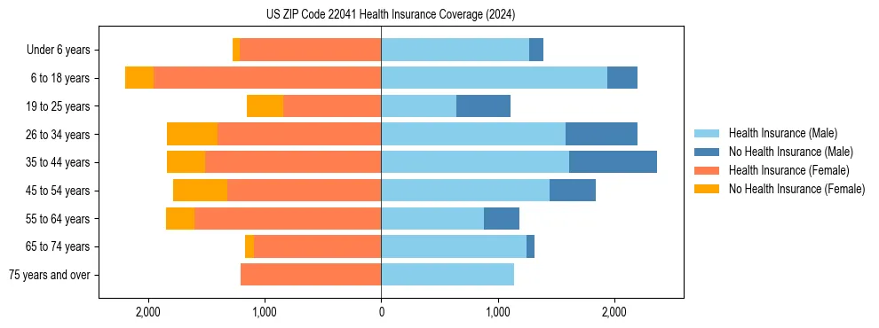 Health insurance pyramid for US ZIP Code 22041